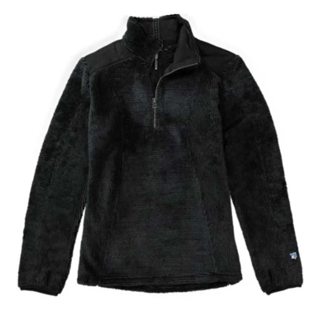 Kuhl Alto Quarter-Zip Soft Furry Top Raven Black Thumbholes - sz XL